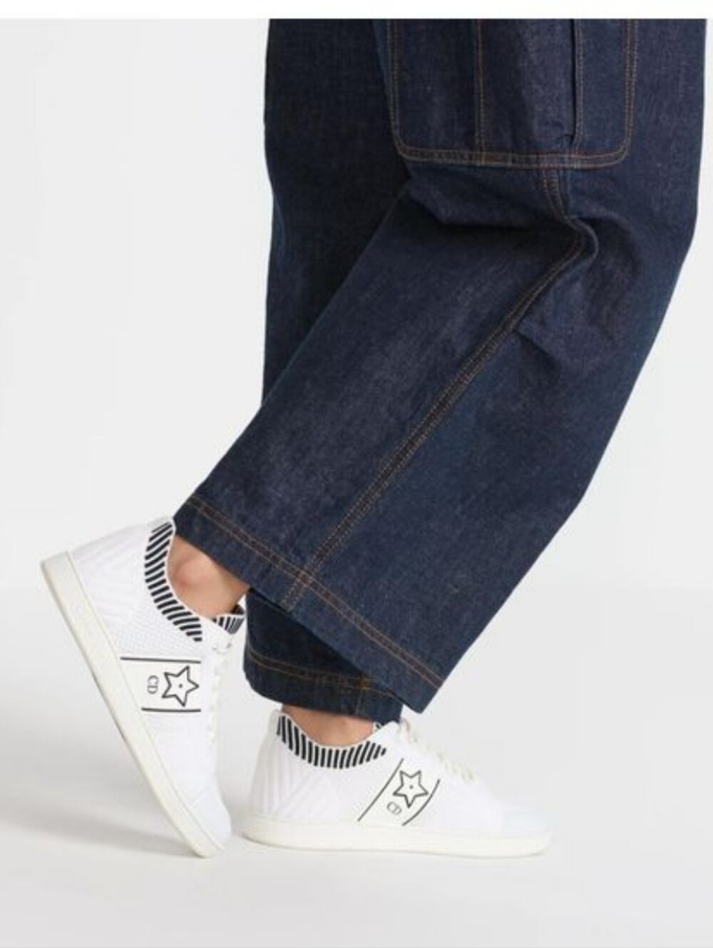 $990 Dior Star Low Top Knit Sneakers EU 41 US 11 White AUTHENTIC NIB - Picture 4 of 13